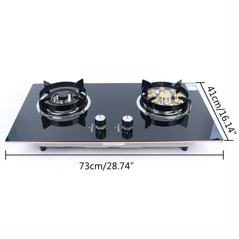 Karinear Tempered Glass Gas Cooktop, 12 In Gas Stove Top Gas Cooktop 2  Burners, Built-in Gas Hob Suitable for Dual Fuel LPG/NG, Thermocouple