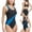 Blue, variant on Hvot&aat Women Sleeveless Athletic One Piece Swimsuit Racerback Straps and Keyhole Back Bathing Suit Beach Surfing Swimwear