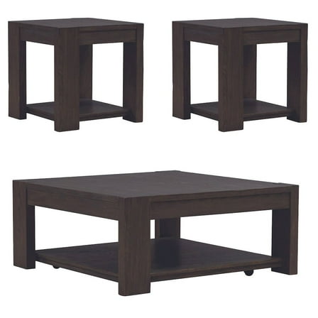 Liberty Furniture 3 Piece Set - Square Cocktail Table, 2 End Tables - Bark