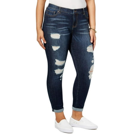 pink celebrity jeans skinny distressed boyfriend womens plus walmart