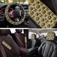 thumbnail image 4 of XYZCANDO Pumpkin Camo Bow 14 Pcs Auto Seat Covers Full Set Steering Wheel Cover Center Console Armrest Pad Seat Belt Pads Headrest Covers for Most Cars SUVs Sedans, 4 of 7