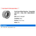 thumbnail image 2 of Front Inner Wheel Bearing - Compatible with 1991 - 1996, 1999 - 2002 INFINITI G20 1992 1993 1994 1995 2000 2001, 2 of 2
