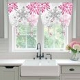 thumbnail image 4 of Pink Grey Christmas Snowflakes Balloon Curtains for Living Room/French Door, Winter Xmas Textured Tie Up Curtains 63 Inch Length Energy Saving Kitchen Curtains Shades for Windows 42"x63", 4 of 8
