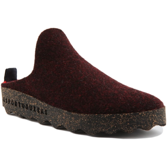 Asportuguesas Come Women's Chunky Rubber Cork Sole Slip On Slippers In Burgundy Size 5.5/6