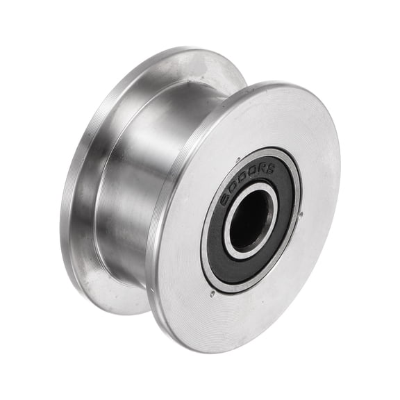 Uxcell 1pcs H Groove Track Wheel, 1.89" 304 Stainless Steel Sliding Gate Double Bearing Rollers for Inverted Track