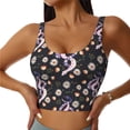 thumbnail image 2 of Haiem Snake And Floral1 Pattern Womens Sports Bra - U Neck Padded Low Impact Yoga Bra Workout Crop Top Gym Moisture-Wicking Workout Vest -, 2 of 9