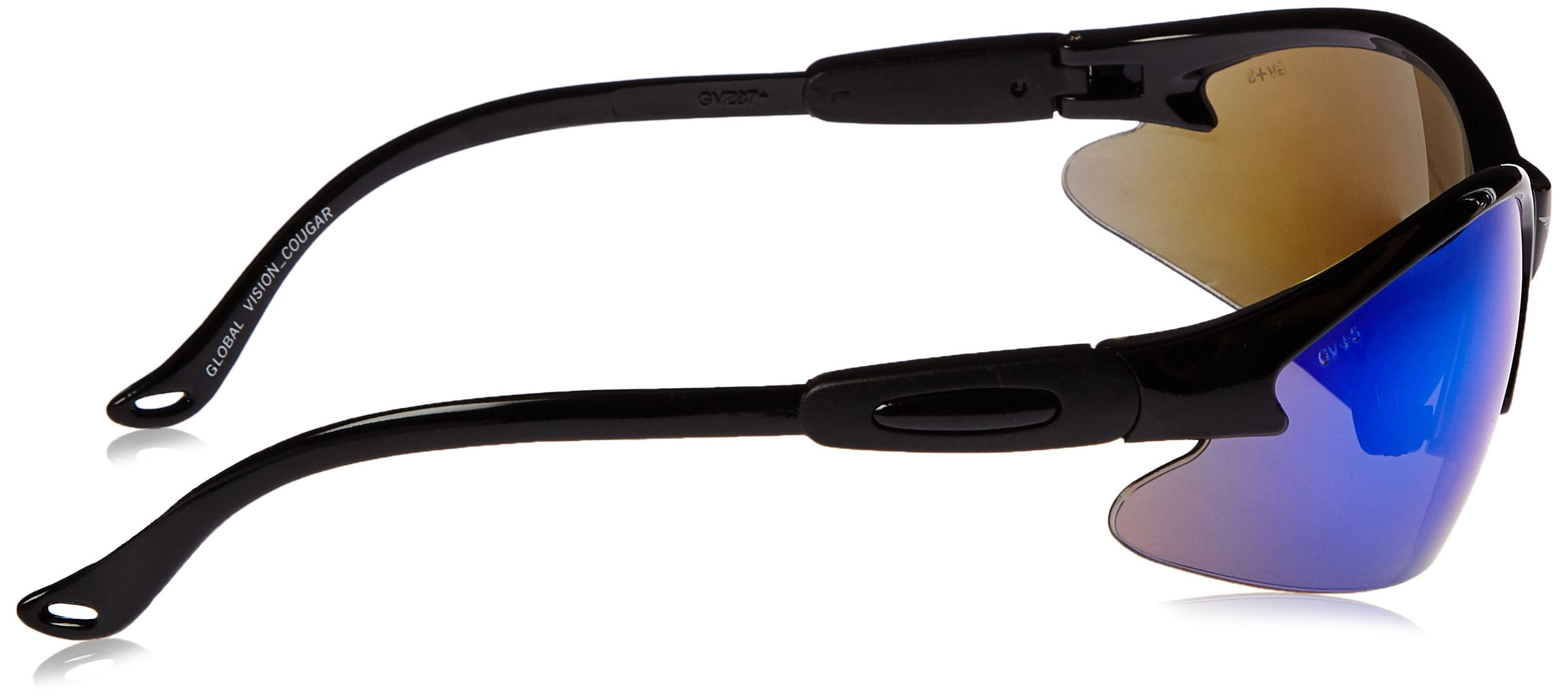 Global Vision Eyewear ANSI Z87-Plus Safety Glasses COUBKGTB  Cougar Gtech Blue Lens Safety Sunglasses-Black Frame