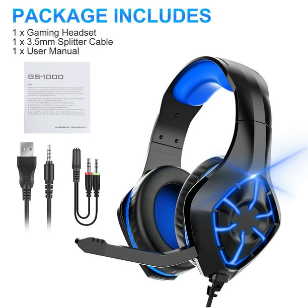TSV Gaming Headset Fit for PC PS4 PS5 Xbox One Nintendo Switch 3.5mm Over Ear Wired Headphones with Noise Canceling Microphone Stereo Sound Bass for Laptop Desktop Tablets Mobile Walmart Business Supp...
