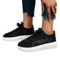 thumbnail image 3 of Womens Lace Sneakers Fashion Mesh Low Cut Canvas Shoes Lace Crochet Lace Up Walking Running Tennis Shoes Lightweight Breathable Flat Wedding Shoes Bridal Sneakers, 40, 3 of 6