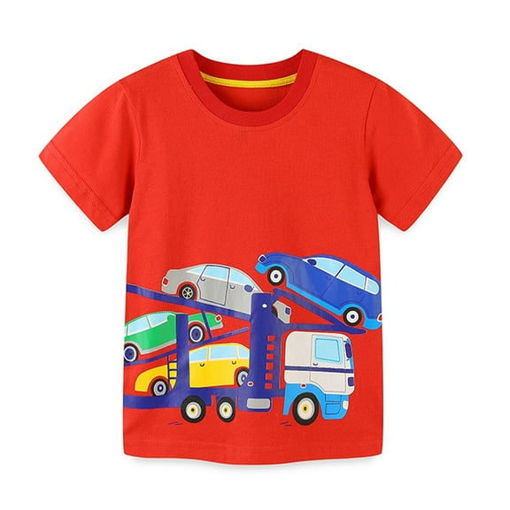 YTDSCS Kids Baby Short Sleeve T-Shirts for Boys,Toddler Summe Tees Cotton Tshirts Crewneck Top Car Cartoon Print Shirt Soft Cute Clothes for 2-8T
