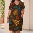 thumbnail image 3 of Spice Herbs Seamless Pattern Design Summer Sundress for Curve Women Casual Pattern Plus Size V Neck Short Sleeve Loose Fit Oversize Dresses, 3 of 5
