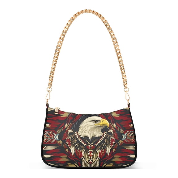 FORMRS Womens Shoulder Bag with Chain Strap Clutch Purse Cute Tote Handbag, Red Abstract Eagle