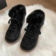 thumbnail image 2 of Jsaierl Womens Cozy Ankle Boot - Faux Fur Lined Mini Ankle Boot - Winter Flat Boots Warm Durable Shoes - Casual Fashion Faux Fur Lining Ankle Snow Boots - Platform Thick Plush Shoes for Women, 2 of 5