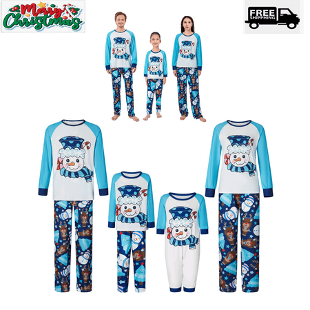 

Christmas Pajamas for Family Snowman Print Tops + Pants Set Sleepwear