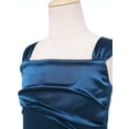 thumbnail image 4 of Yartina Junior Bridesmaid for Teens Ruched Long Maxi A Line Split Satin Flower Girl Formal Gown for Wedding Navy Blue 10, 4 of 7