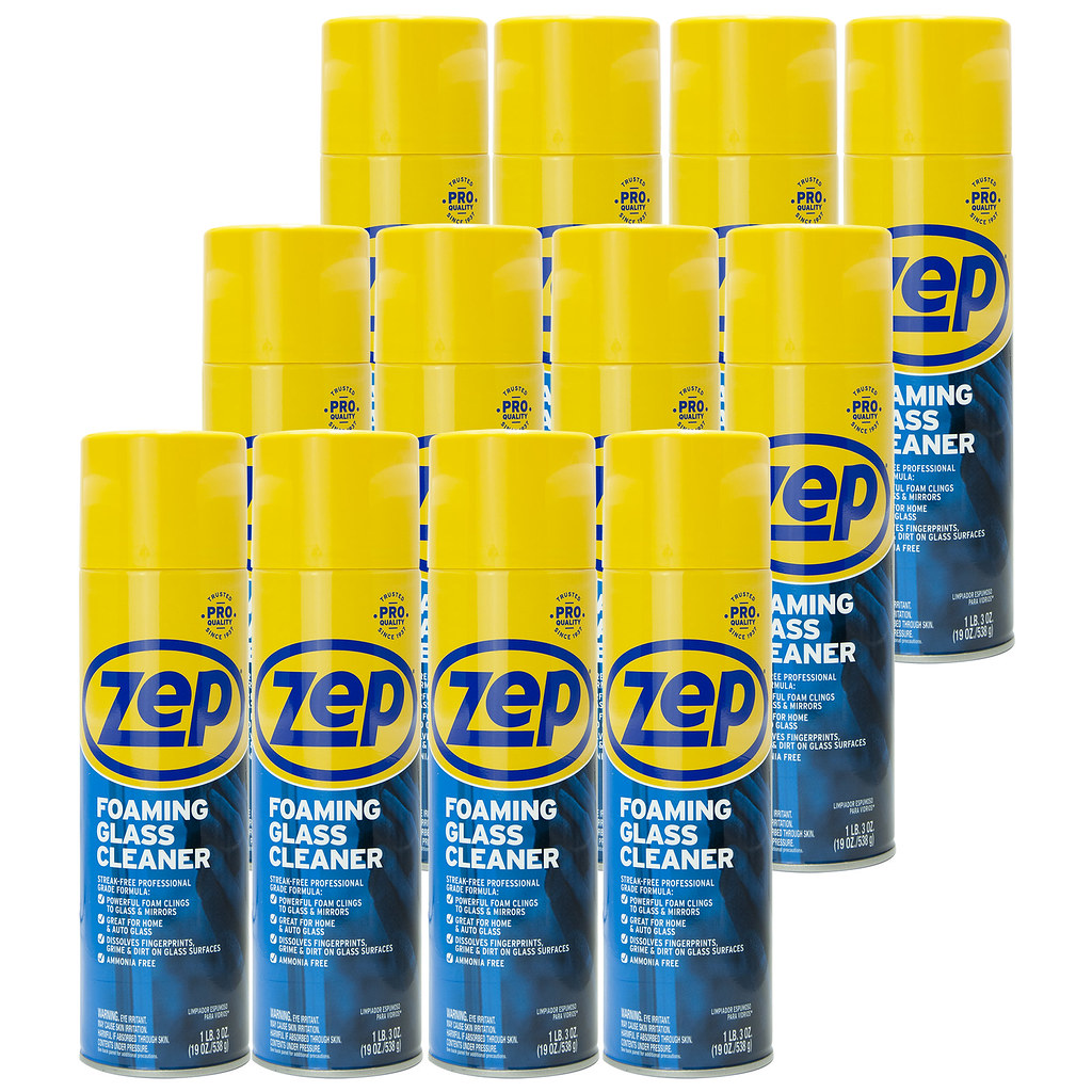 Zep Foaming Glass Cleaner 19 Ounce ZUFGC19 (Case of 12) Clings to Dirt