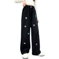 thumbnail image 6 of KAUOD Teen Youth Casual Wide Leg Jean Pants for Girls Trendy Put On Denim Pants Bow Embroidery Trouser Girl Jeans Clothes, 6 of 9