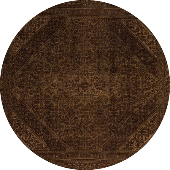 Ahgly Company Indoor Round Abstract Orange Modern Area Rugs, 4' Round
