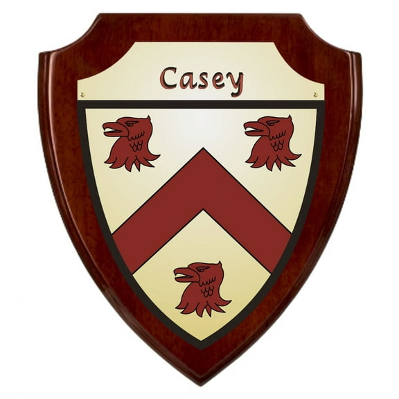 Casey Irish Coat of Arms Shield Plaque - Rosewood Finish