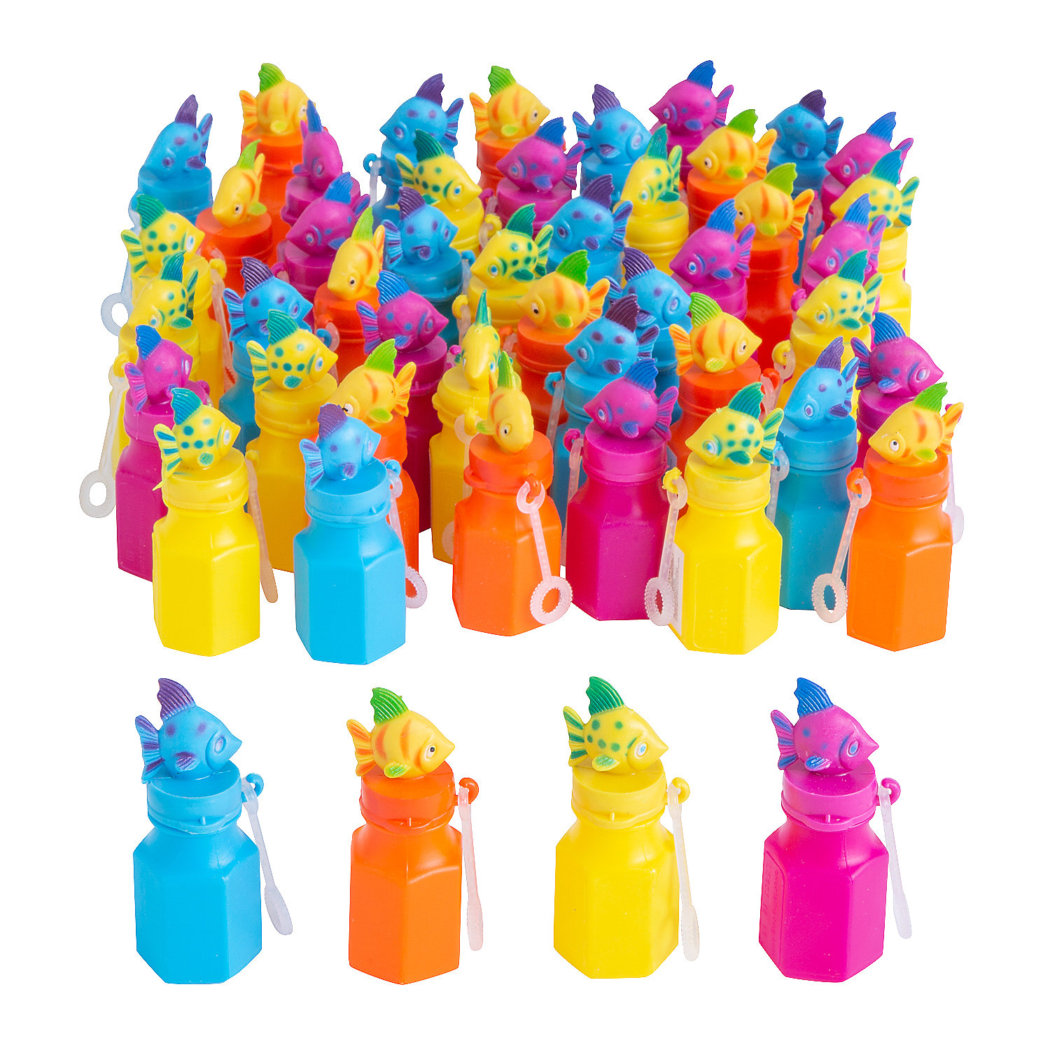 Rhode Island Novelty Tropical Fish Bubble Bottles - Set Of 24 Mini Bubble Wands, 0.6 Oz Each, 3 Inches Tall 4 thumbnail image
