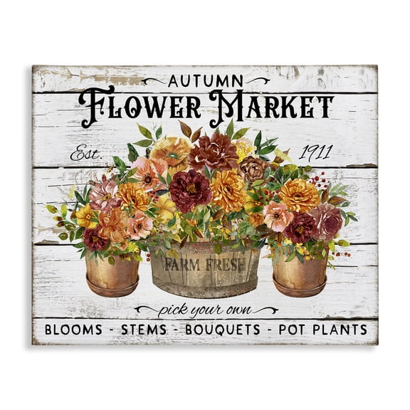 Stupell Industries Autumn Flower Market Plants & Flowers Painting Wrapped Canvas Art Print Wall Art, 20 x 16