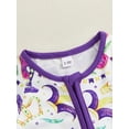 thumbnail image 6 of YASUTNKS Baby Carnival Romper Hat Crown Print Long Sleeve Round Neck Zip Up Jumpsuit for Boys and Girls, 6 of 9