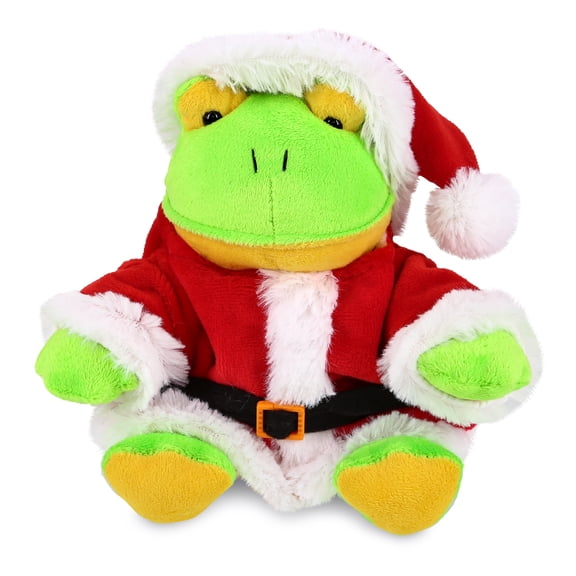DolliBu Santa Frog Stuffed Animal Plush Toy - Super Soft Wild Animal Dress Up with Red Santa Claus Outfit, Cute Wildlife Gift, Perfect Holiday Christmas Gift - 6 Inches