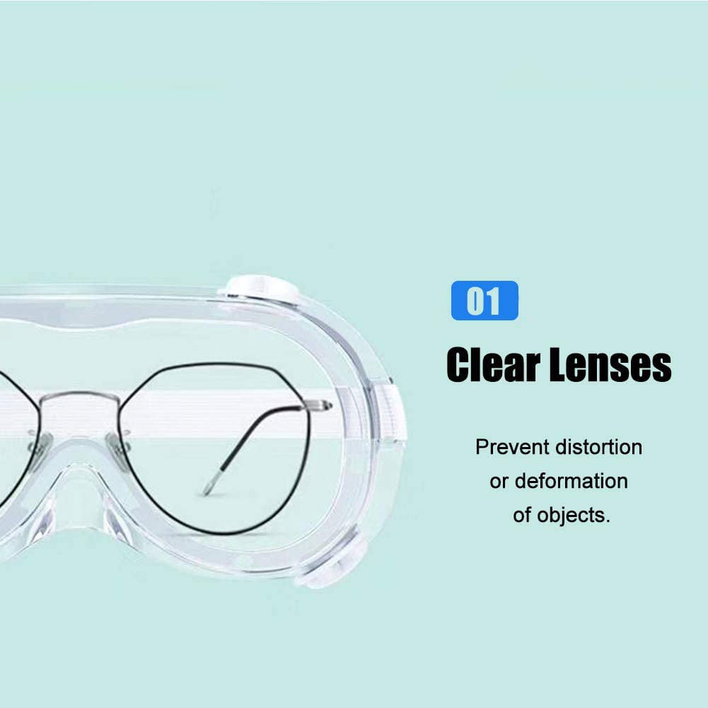 1/2/5X Safety Goggles Over Glasses Clear Eye Protective Lab Work Shield Goggles 