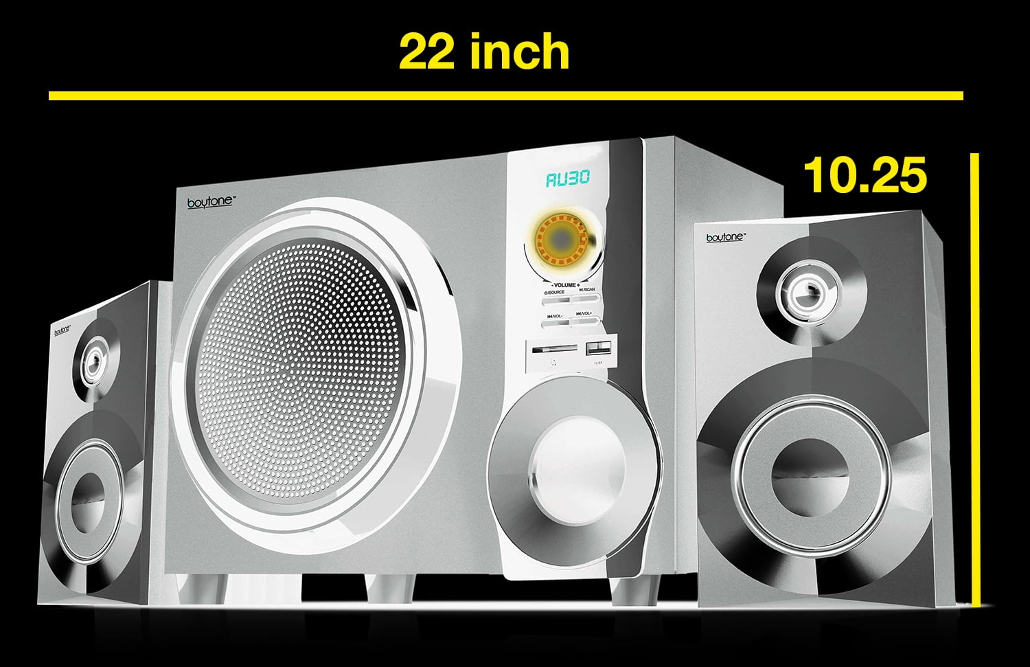 Boytone BT-215FD, Powerful Wireless Bluetooth Home Speaker System 55 W, FM Radio, Excellent Quality Clear Sound