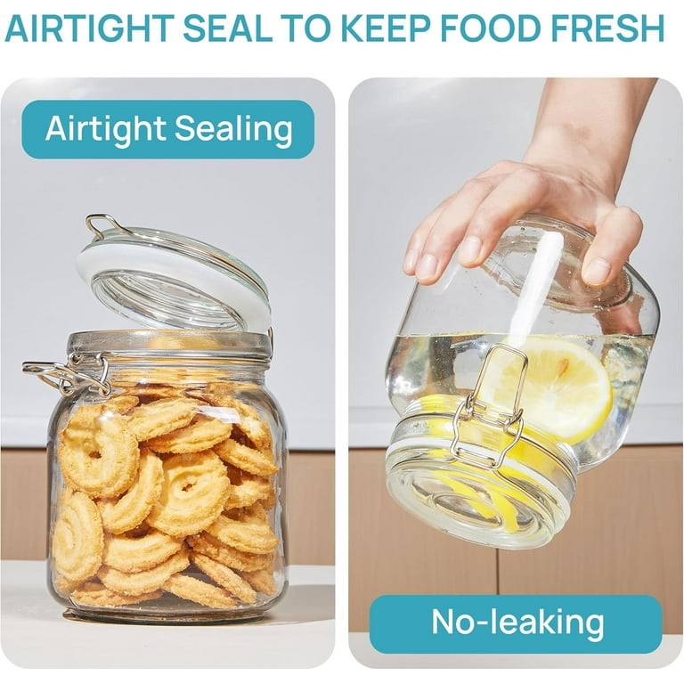 Hyidor Food Glass Storage Jar 78oz, Airtight Glass Canister Set Of 3 With Lids For Kitchen Canning Flour Cereal Pasta Sugar Beans