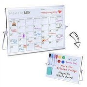ROJOZOR Dry Erase Whiteboard with Stand, 14"X 10" Double-Sided Desktop Whiteboard & Magnetic Monthly Weekly Planner Calendars for Refrigerator, Portable Tabletop Small Erase Board for Home, School, Office