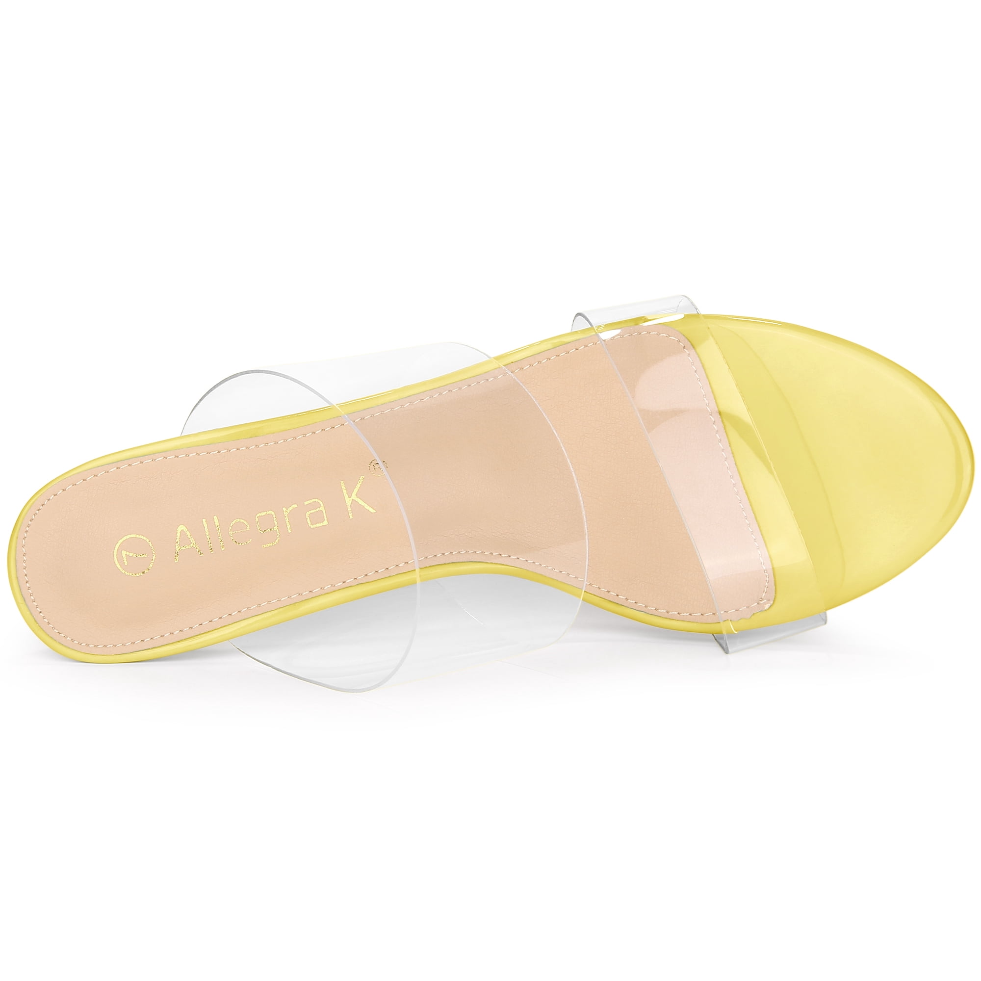 DARING DIVA Women's Clear Slide Stiletto Heels Clear Sandals Yellow 9