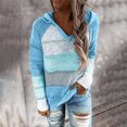 thumbnail image 1 of MKLEKYY Vêtements pour Femmes Manches Longues Blouse Pull Hauts à Capuche Patchwork Mode Décontractée Col en V Blouse pour Femmes, 1 of 1
