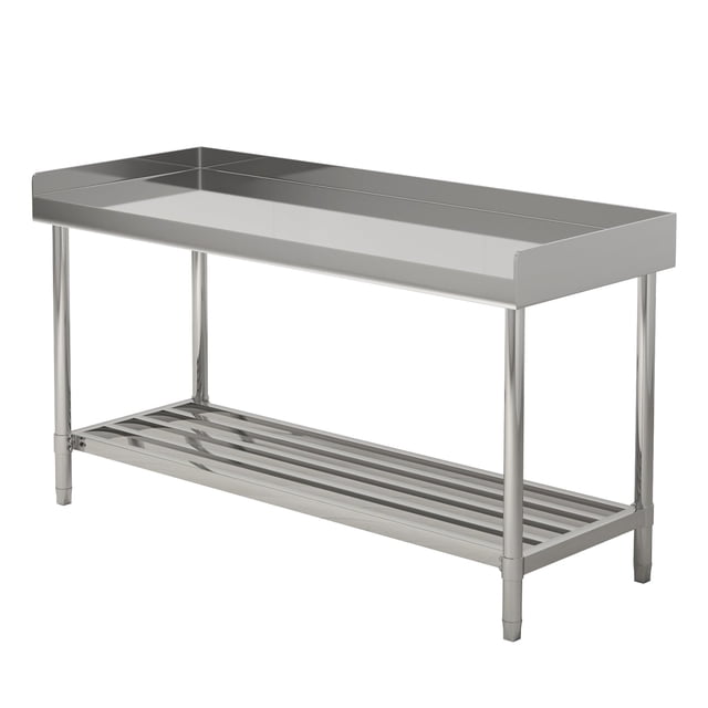 AKDSteel Stainless Steel Table with Backsplash, Heavy-Duty Kitchen Prep Table with Adjustable Undershelf, Commercial Work Table for Restaurant or Home