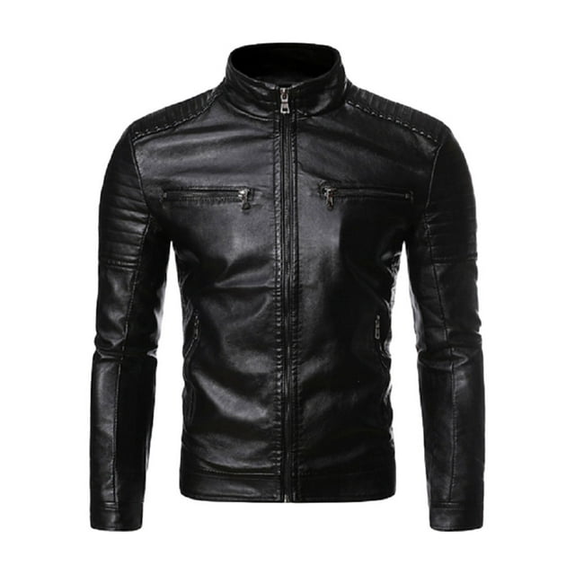 kurtrusly Stand Out In Style With Cool Men S Motorcycle Jacket Stylish And Warm Faux Leather Motorcycle Jacket black 4XL