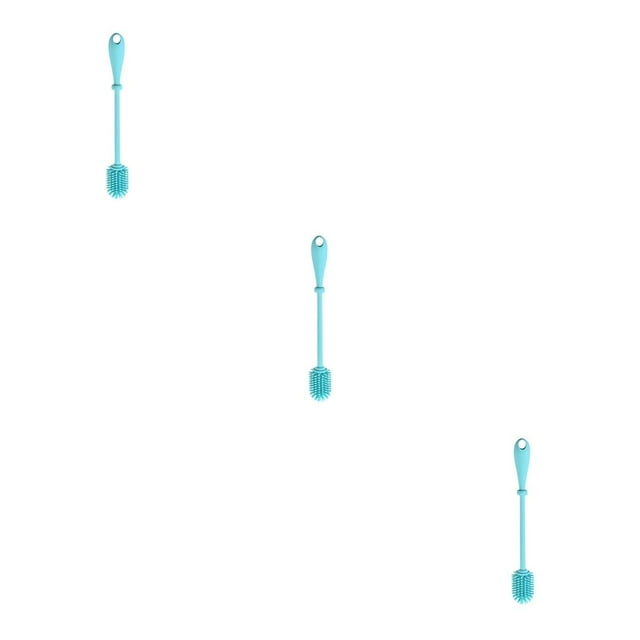 Inteprter Herramienta de de cepillo de silicona de mango largo para biberón Recipiente de boca estrecha y profunda, Azul, S Type1 NO1