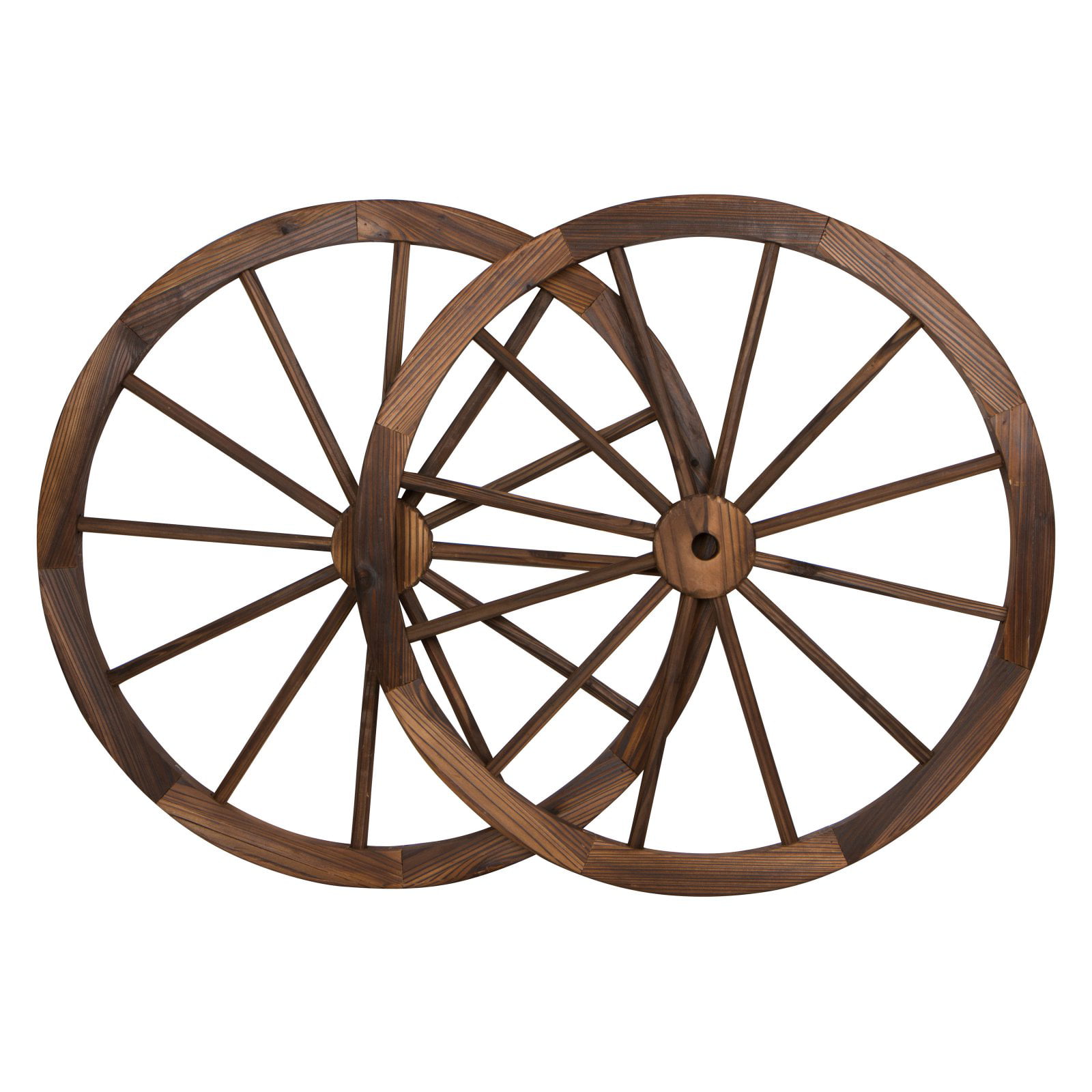 Trademark Innovations Vintage Wood Decorative Garden Wagon Wheel with Steel Rim-31.5 Diameter 2 Count Set of 2 
