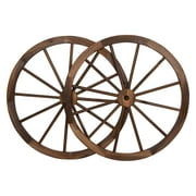 Decorative Vintage Wood Garden Wagon Wheel With Steel Rim - 31.5" Diameter - by Trademark Innovations (Set of 2)