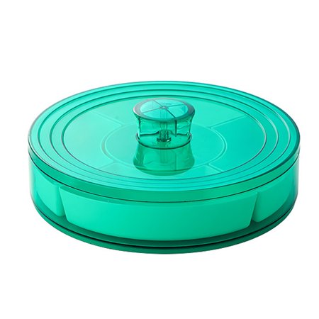 

VEAREAR Fruit Tray Transparent Single/Double Layer Rotatable Multi Compartments Moisture Proof Round Snack Candy Serving Plates Food Storage Box for Home