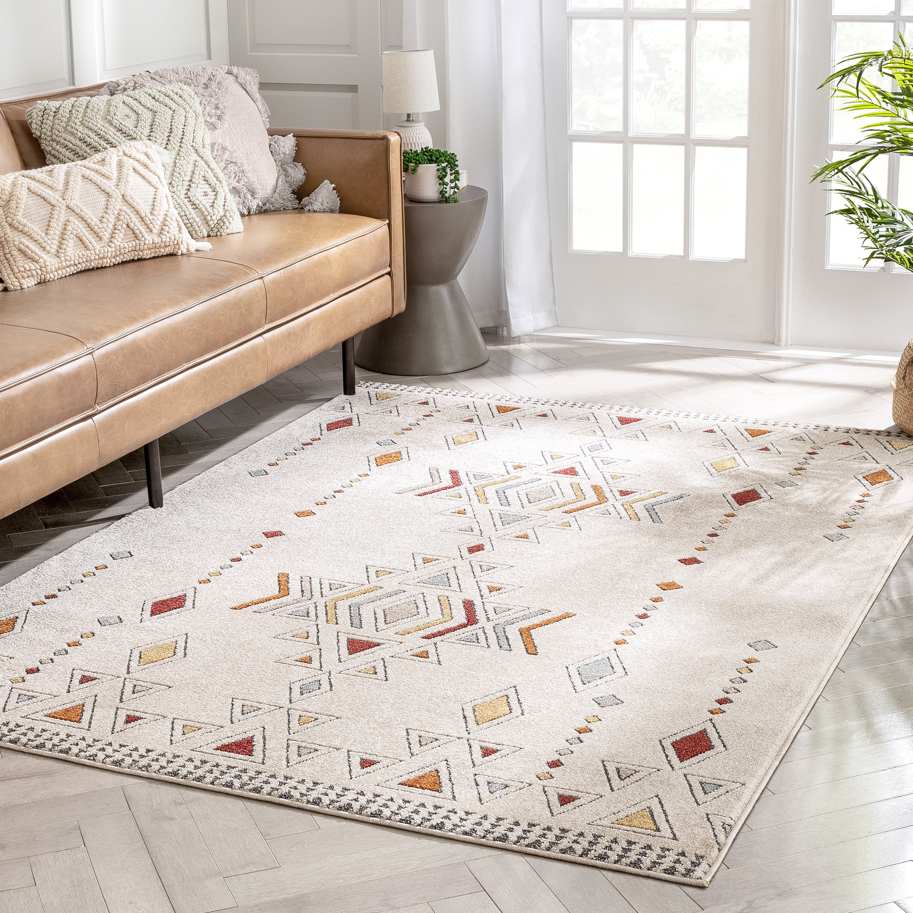 Well Woven Malaga Huron Bohemian Tribal Beige 7'10'' x 10'6" High-Low Area Rug