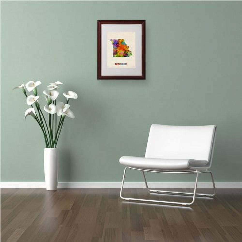 Trademark Fine Art "Missouri Map" Matted Framed Art by Michael Tompsett, Wood Frame