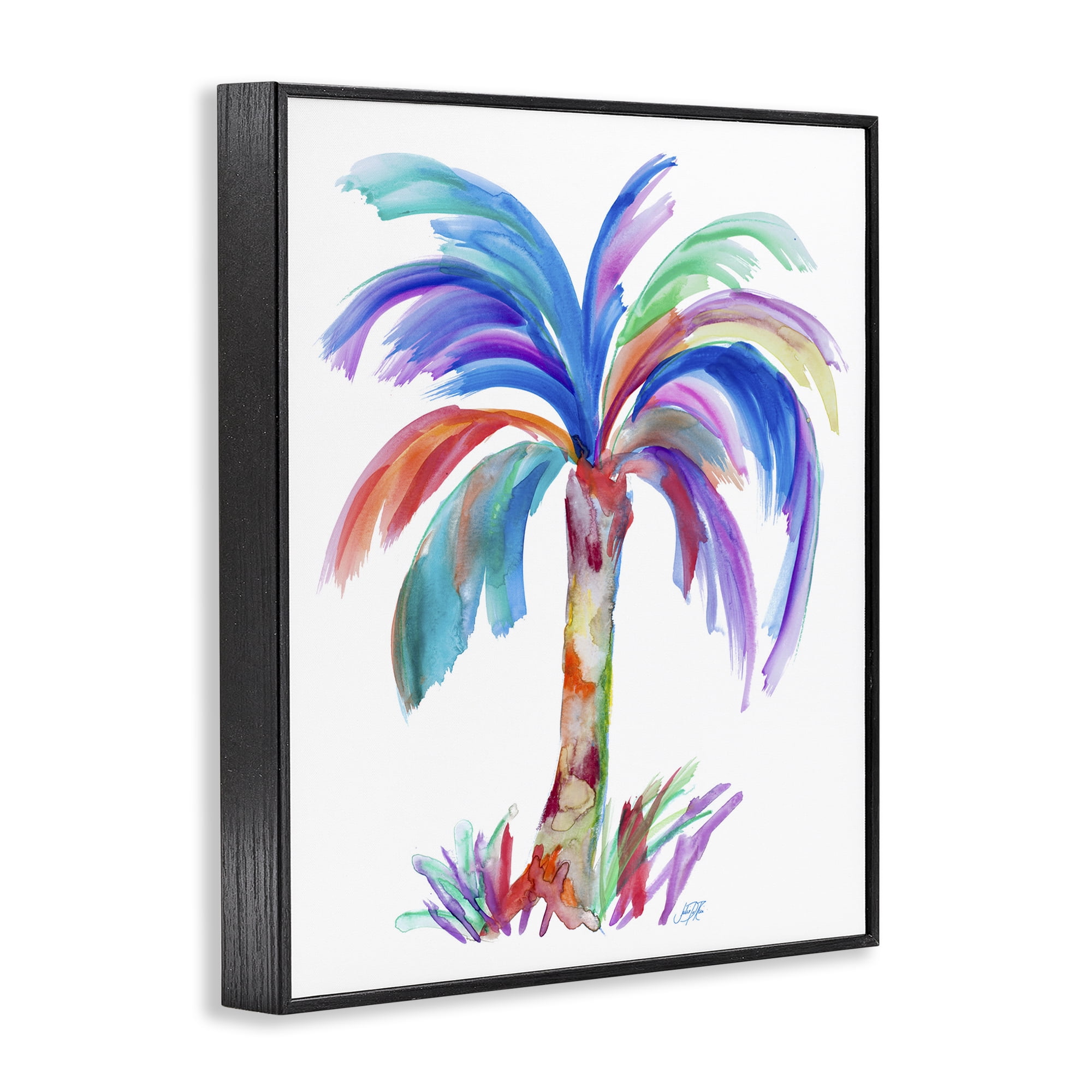 Stupell Industries Bold Palm Tree Botanical & Floral Painting Black Framed Art Print Wall Art, 24 x 30
