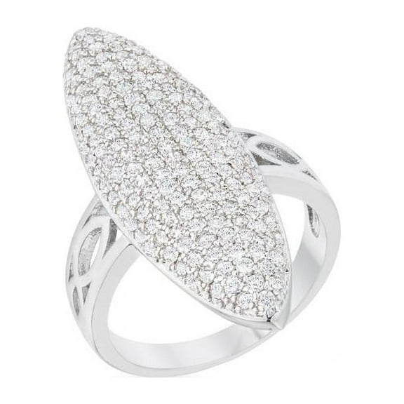 Womens Bella 2.3 CT Cubic Zirconia Rhodium Contemporary Cocktail Ring - Size 6