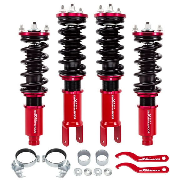 maXpeedingrods Coilovers for Honda Civic 1988-2000, for Honda CRX 1988-1991,for Honda CR-X del Sol 1992-1995, for Acura Integra 1994-2001, Adjustable Height Coilovers Suspension Kit Lowering Kit Red