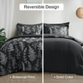 thumbnail image 2 of PHF 7 Pieces Printed Queen Comforter Set, Lightweight Reversible Botanical Bedding Set Include Comforter, Pillow Shams, Flat Sheet, Fitted Sheet and Pillowcases, Black, 2 of 8