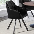 thumbnail image 2 of Arika Faux Leather Upholstered Swivel Dining Arm Chair Black, 2 of 4
