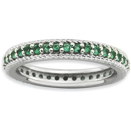 Stackable Expressions Created Emerald Sterling Silver Polished Eternity Ring