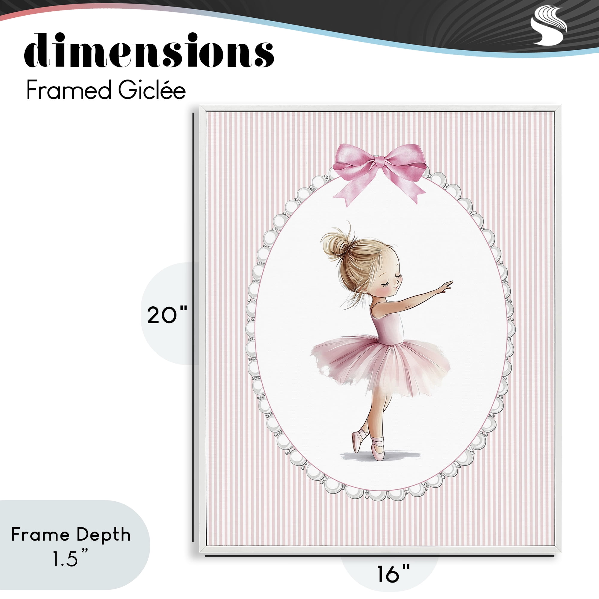 Stupell Industries Blush Pink Ballerina White Framed Giclee Art, design by Christine Simpson Art