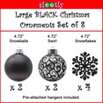 thumbnail image 3 of SLEETLY Big Black Ornaments for Farmhouse Christmas Tree Holiday Xmas Decorations for Christmas - Large Shatterproof Plastic 4.72 inch Glitter Snow Balls and Snowflakes, Ornament Set of 8, 3 of 5