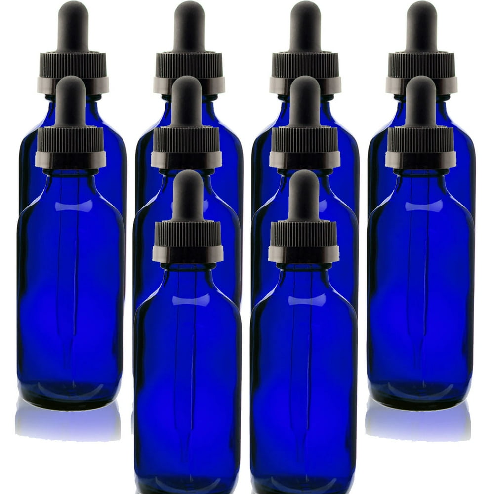 Cobalt Blue 2oz Dropper Bottle (60ml) Pack of 10 Glass Tincture